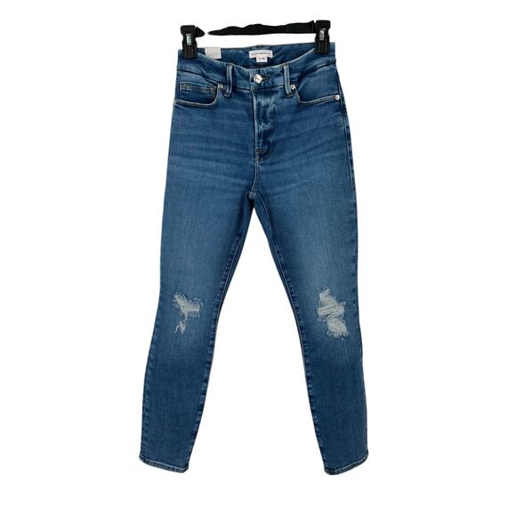 Good American jeans Good Legs Ripped High Waist Crop Skinny blue size 2/26 - Picture 1 of 8